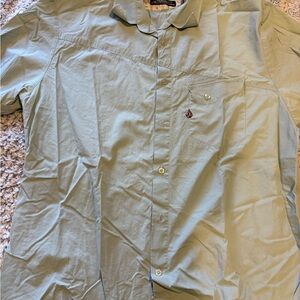 Volcom‎ Button Down Shirt Mens Large Sage Green Excellent Short Sleeve Western
